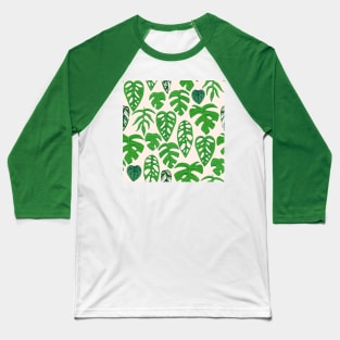 Monstera Species Pattern in Gouache Baseball T-Shirt